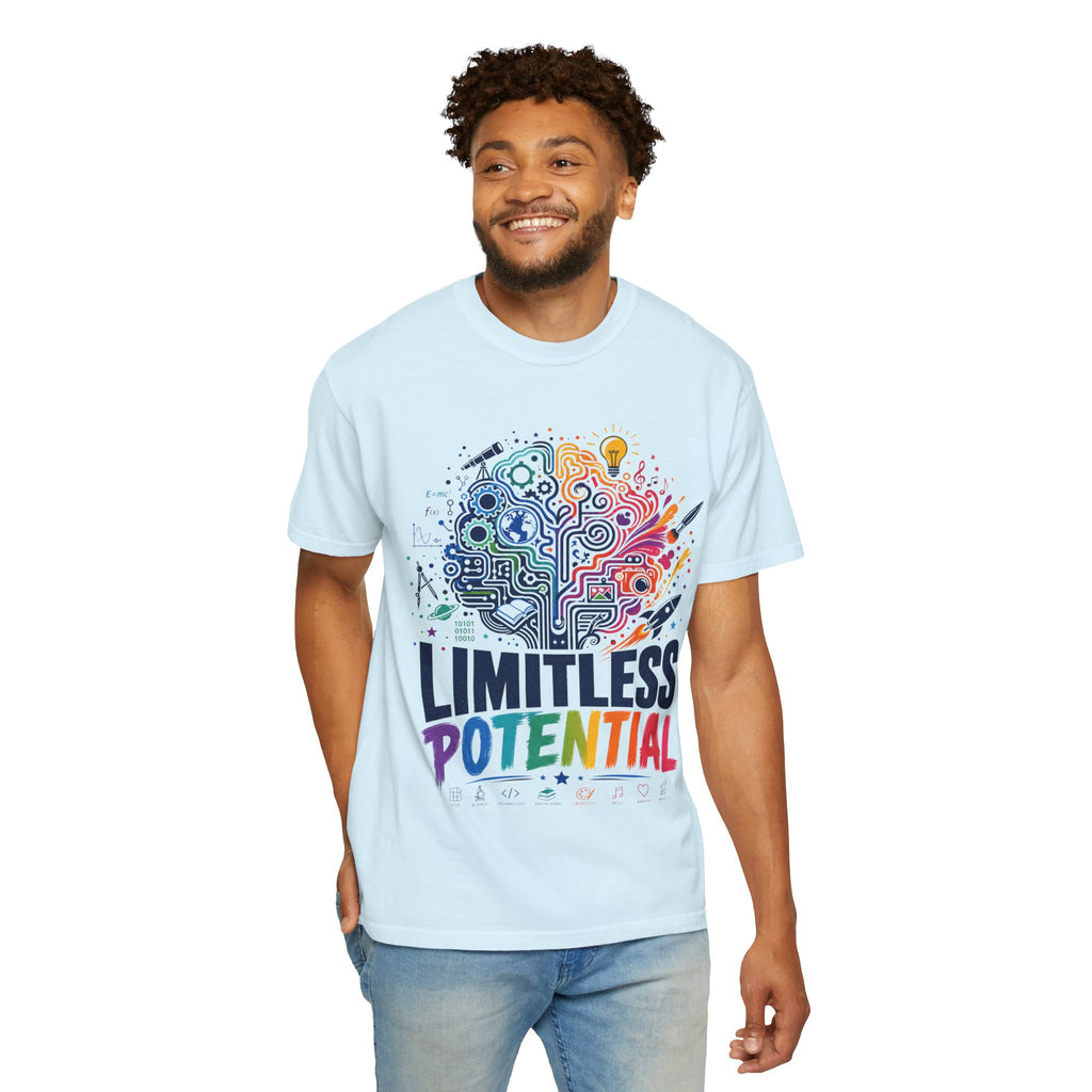 Limitless Potential T-Shirt — Inspirational Brain & Rainbow Design