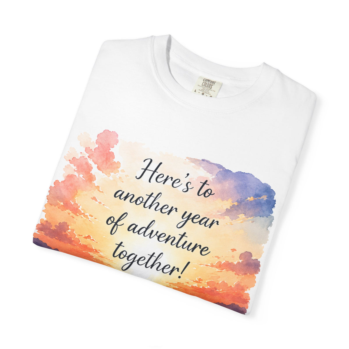 T‑Shirt – "Here's to Another Year of Adventure Together" Beach Sunset Couples Tee