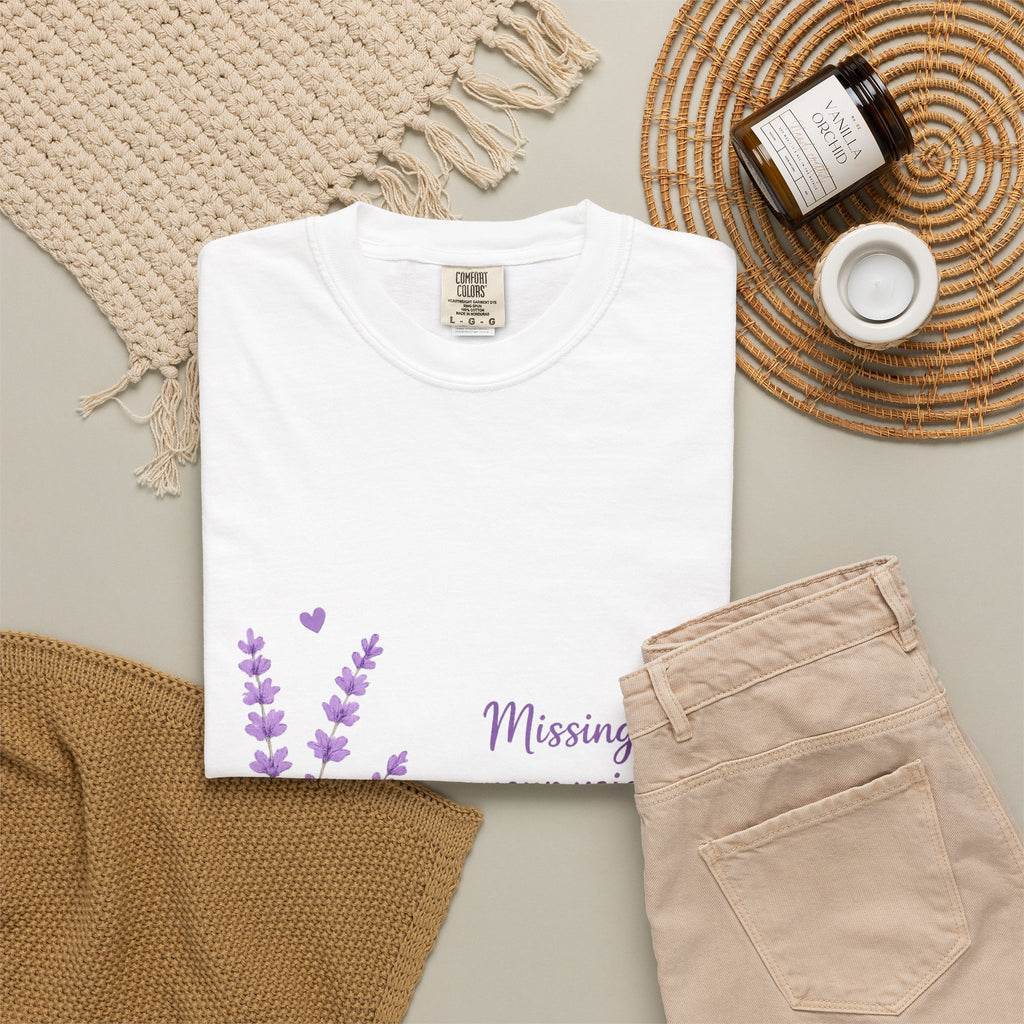 Lavender Memorial T‑Shirt — "Missing your voice, your laugh, your everything" Tribute Tee