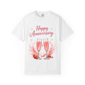 Anniversary Red Champagne T-Shirt — "Happy Anniversary" Romantic Toast Tee