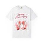Anniversary Red Champagne T-Shirt — "Happy Anniversary" Romantic Toast Tee