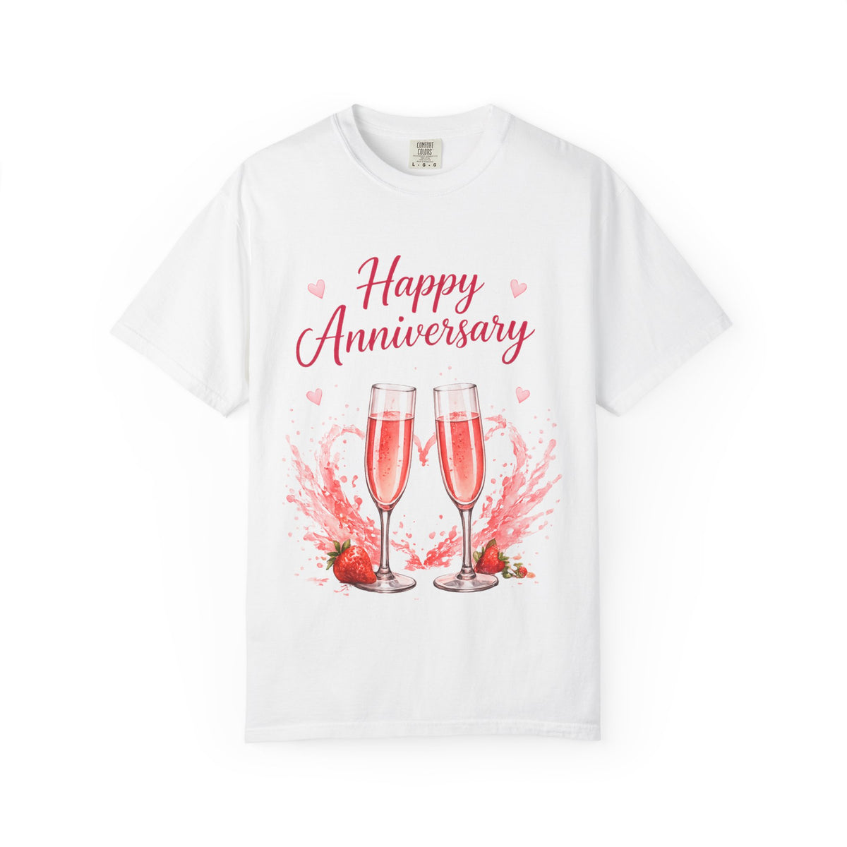 Anniversary Red Champagne T-Shirt — "Happy Anniversary" Romantic Toast Tee