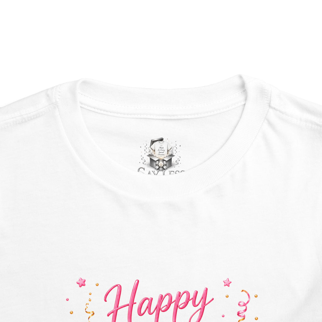 Toddler Birthday Tee — Pink Princess Tiara "Happy Birthday" Shirt