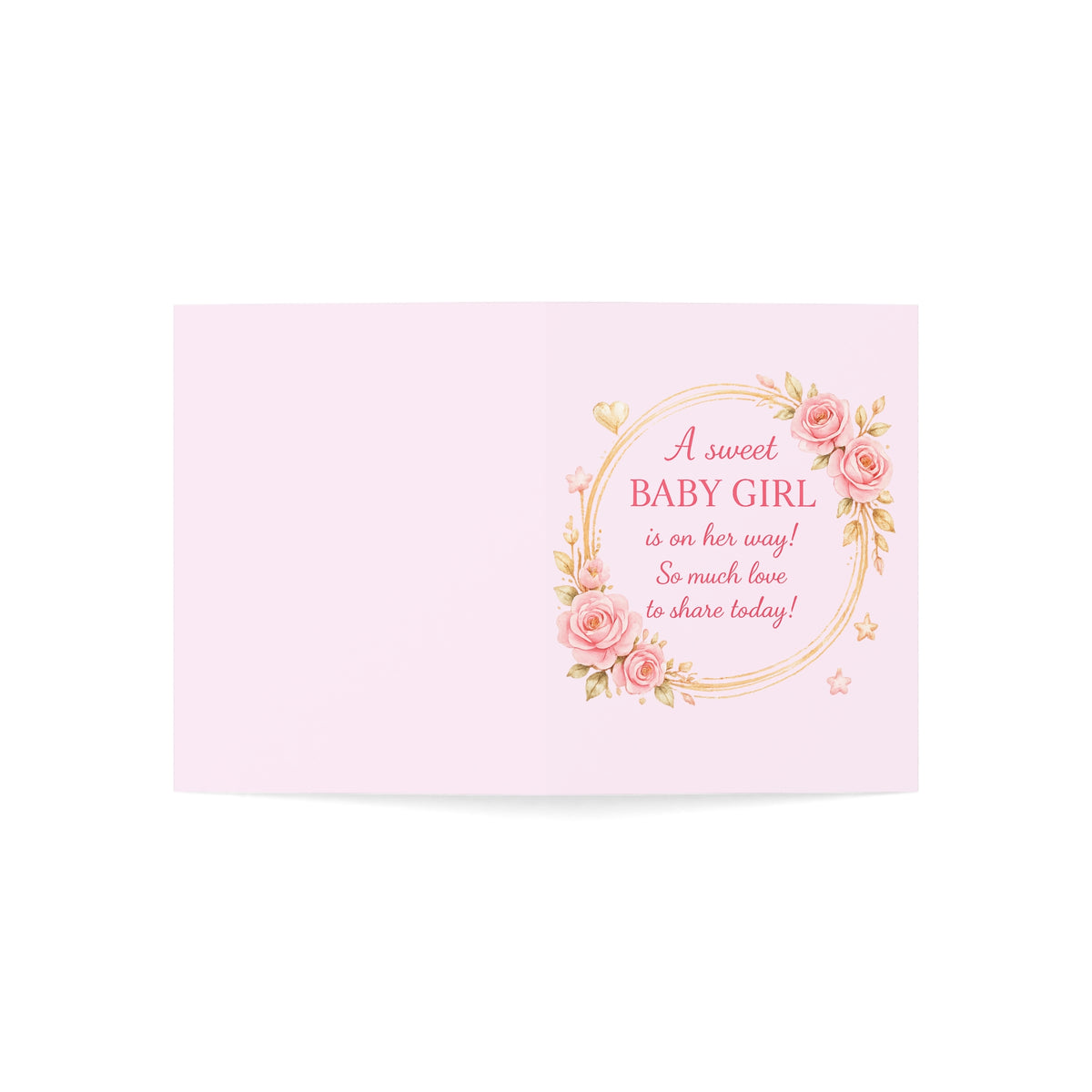 Baby Shower Greeting Card - "A Sweet Baby Girl Is On Her Way" Floral Pink Cards (1/10/30/50pcs)