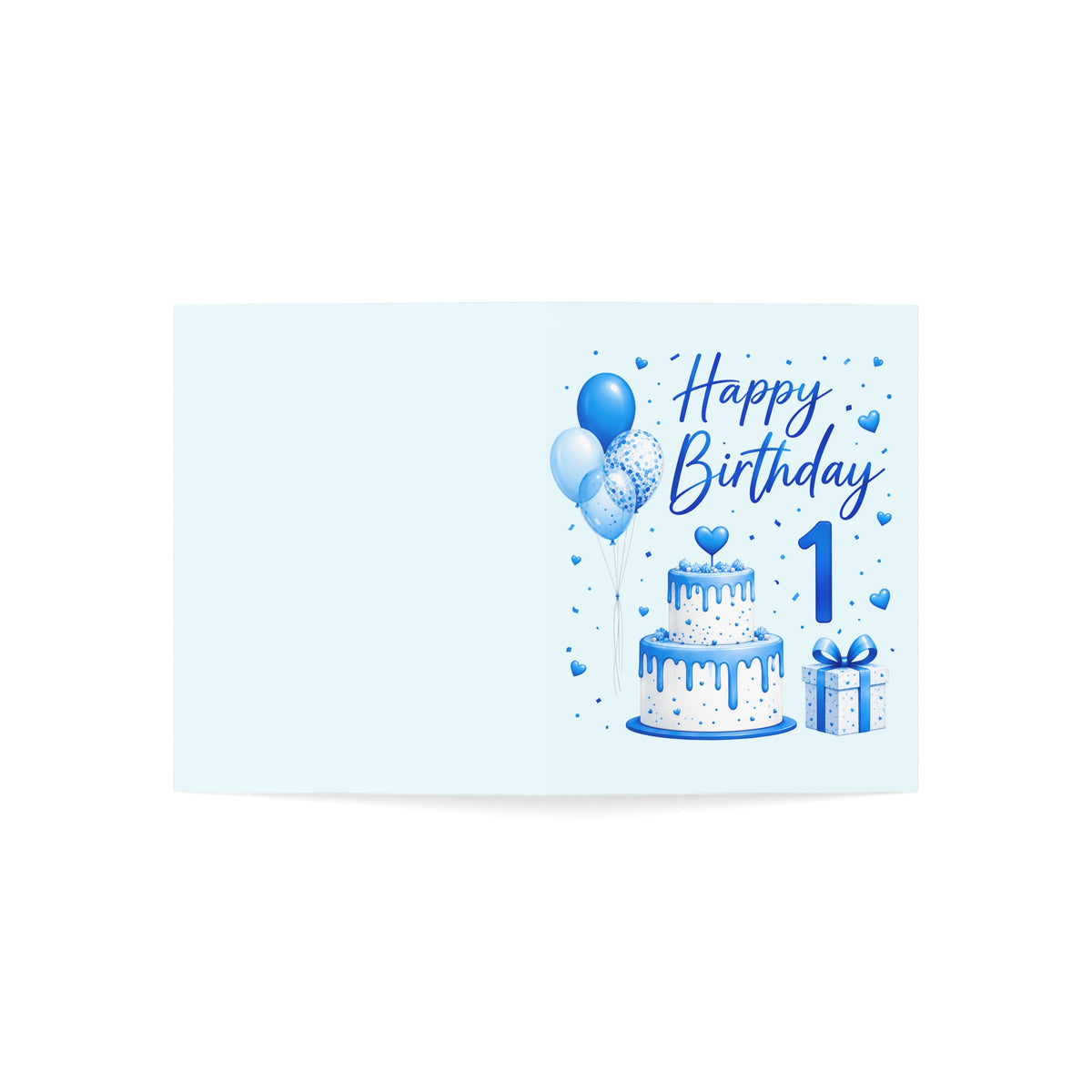 1st Birthday Blue Cake Greeting Card — Happy Birthday 1 (Single or Pack)