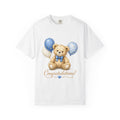 Baby Boy Congratulations T-Shirt – Cute Teddy with Blue Balloons