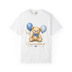 Baby Boy Congratulations T-Shirt – Cute Teddy with Blue Balloons