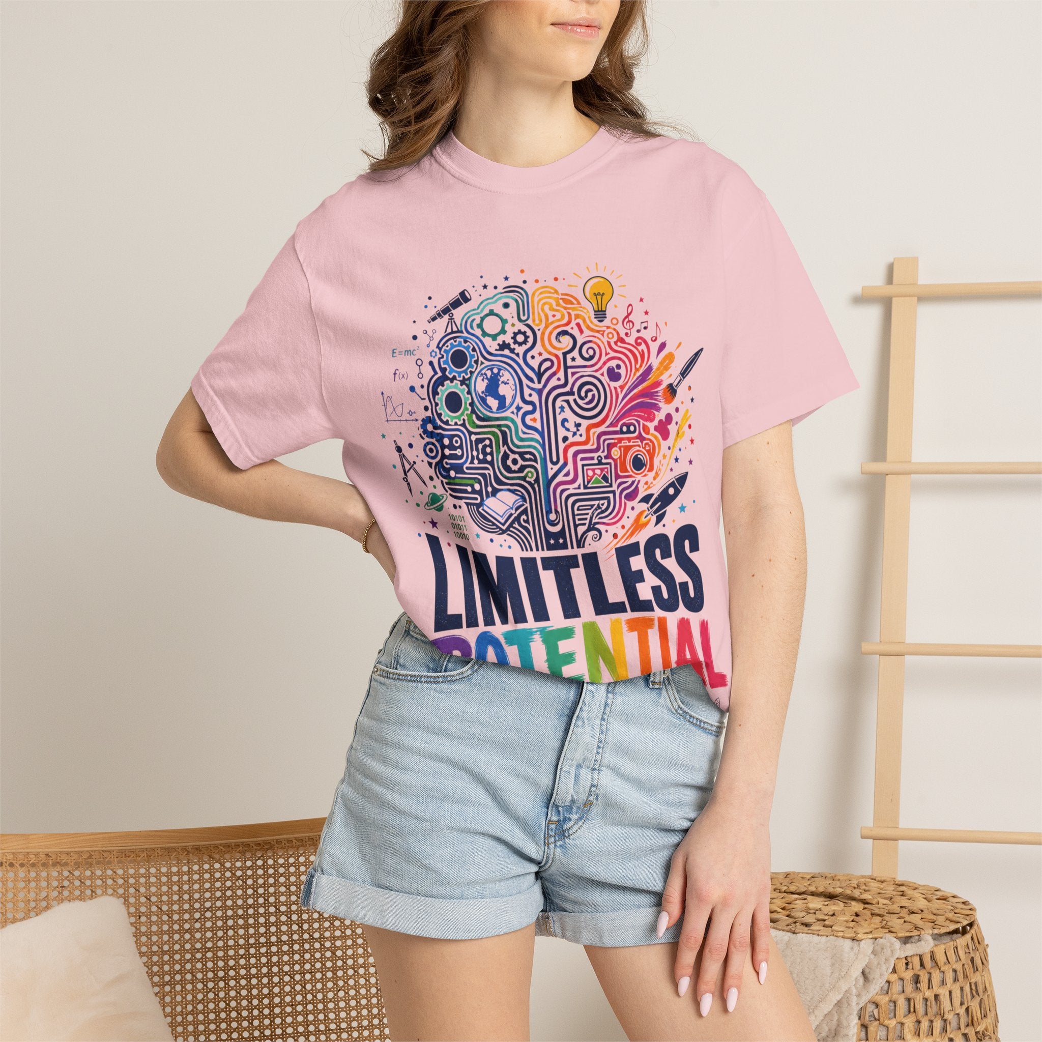 Limitless Potential T-Shirt — Inspirational Brain & Rainbow Design