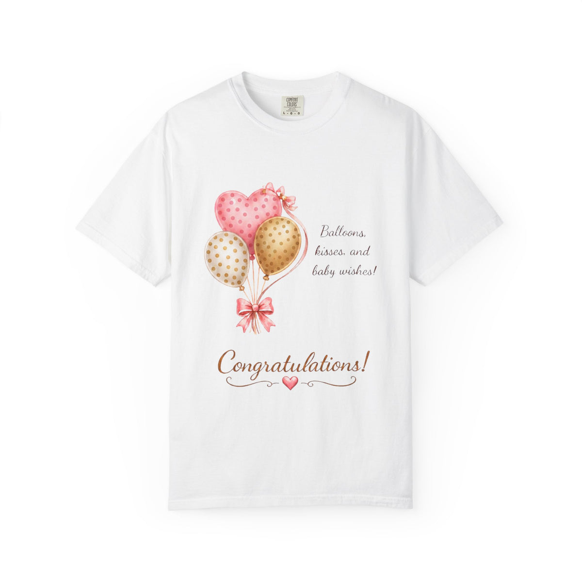 Congratulations Baby Shower T-Shirt — Pink & Gold Balloon Design