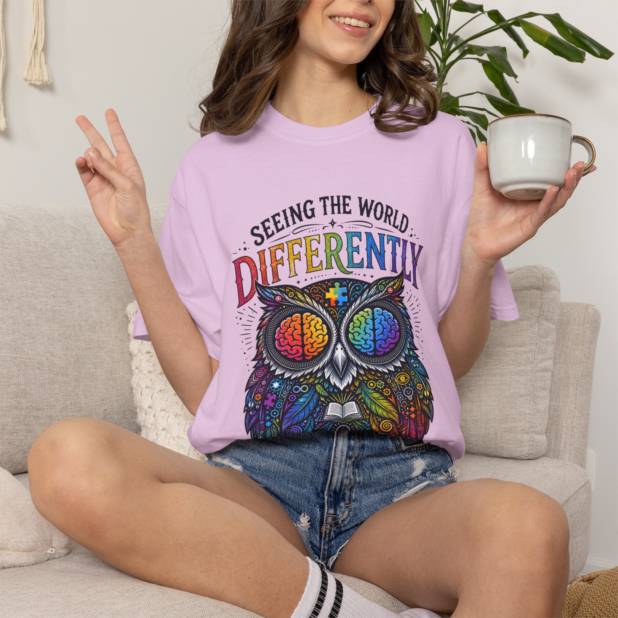 Seeing the World Differently Owl T-Shirt — Colorful Psychedelic Autism Awareness Tee
