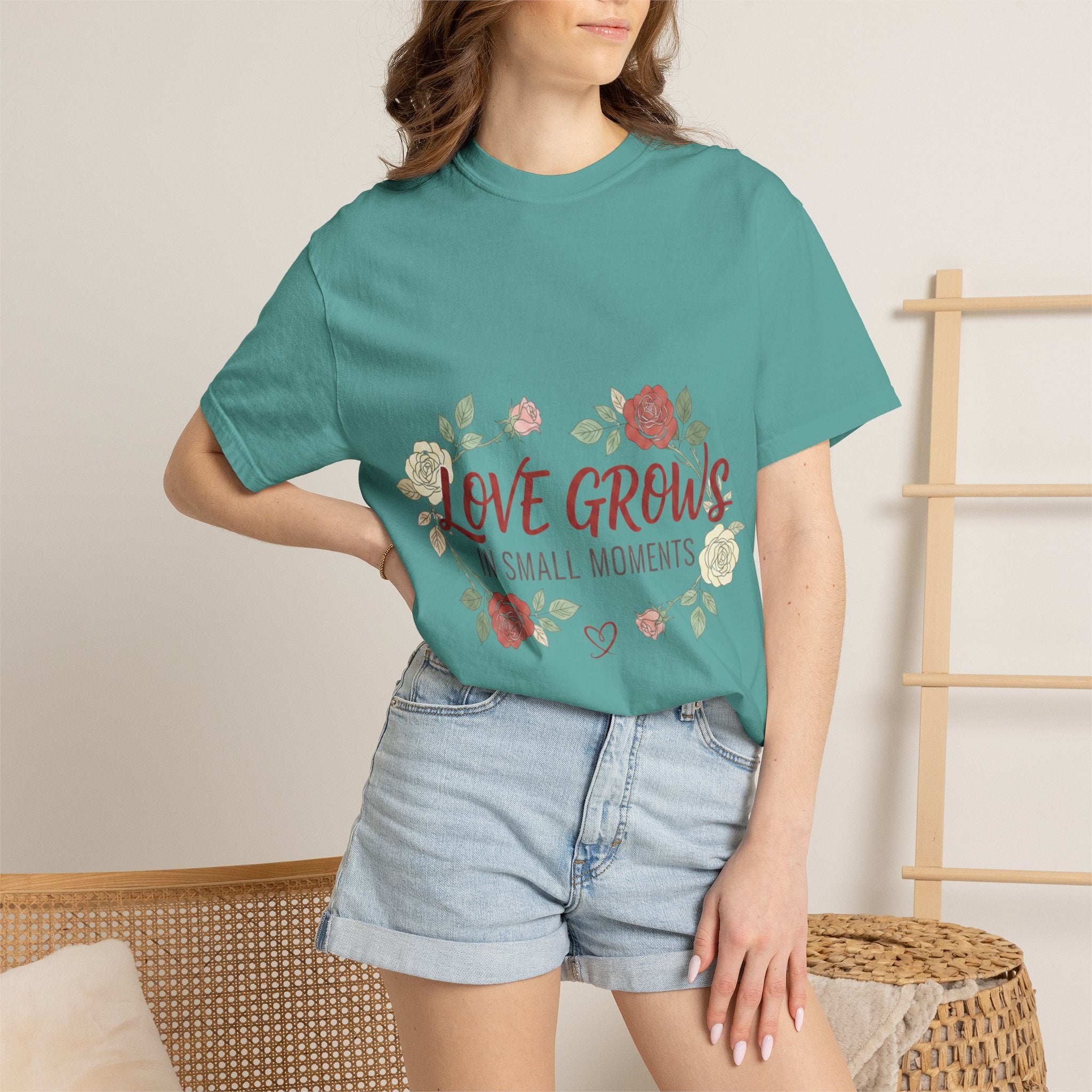Love Grows T-Shirt — "Love Grows in Small Moments" Floral Tee