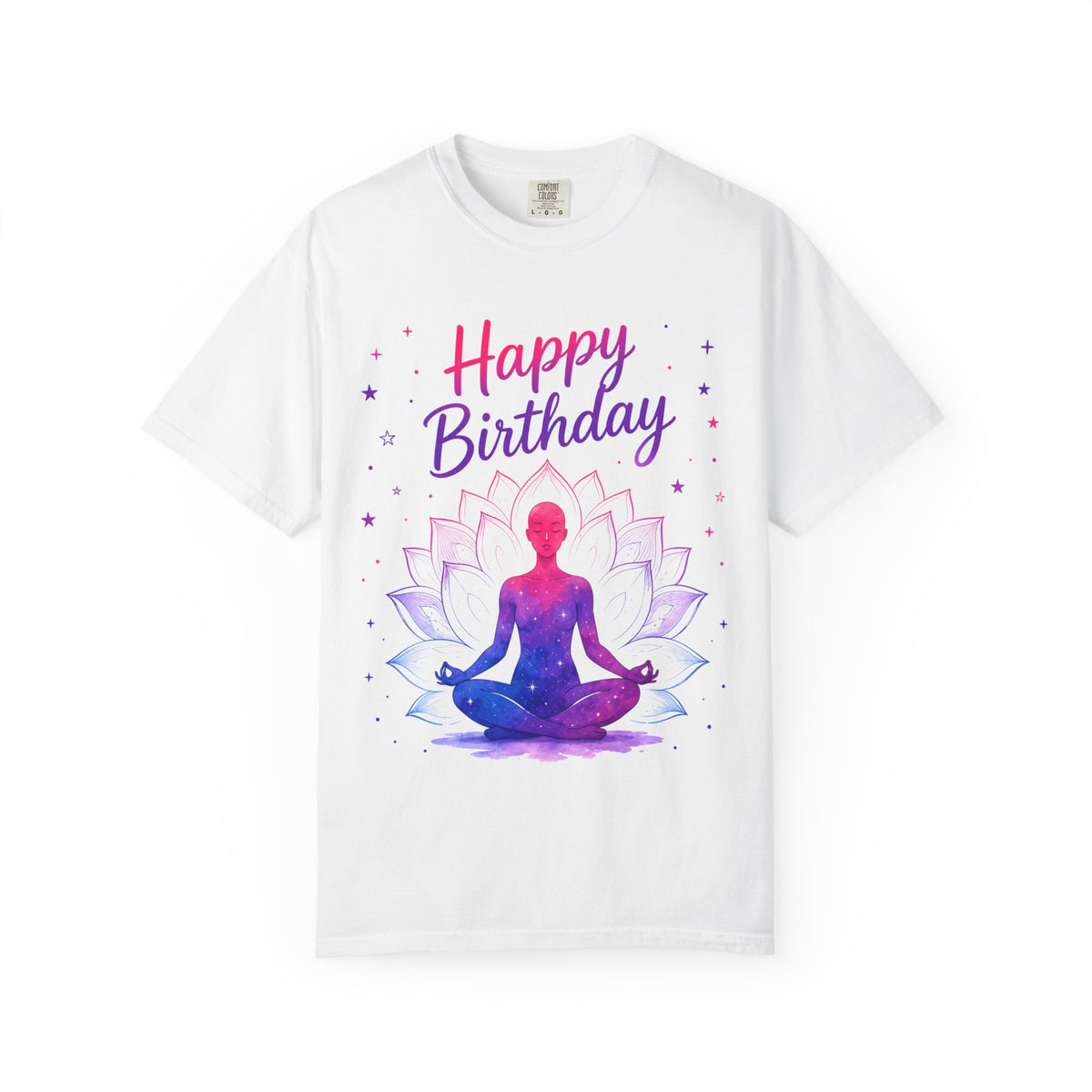 Happy Birthday Yoga Tee — Meditating Lotus Birthday Adult T-Shirt