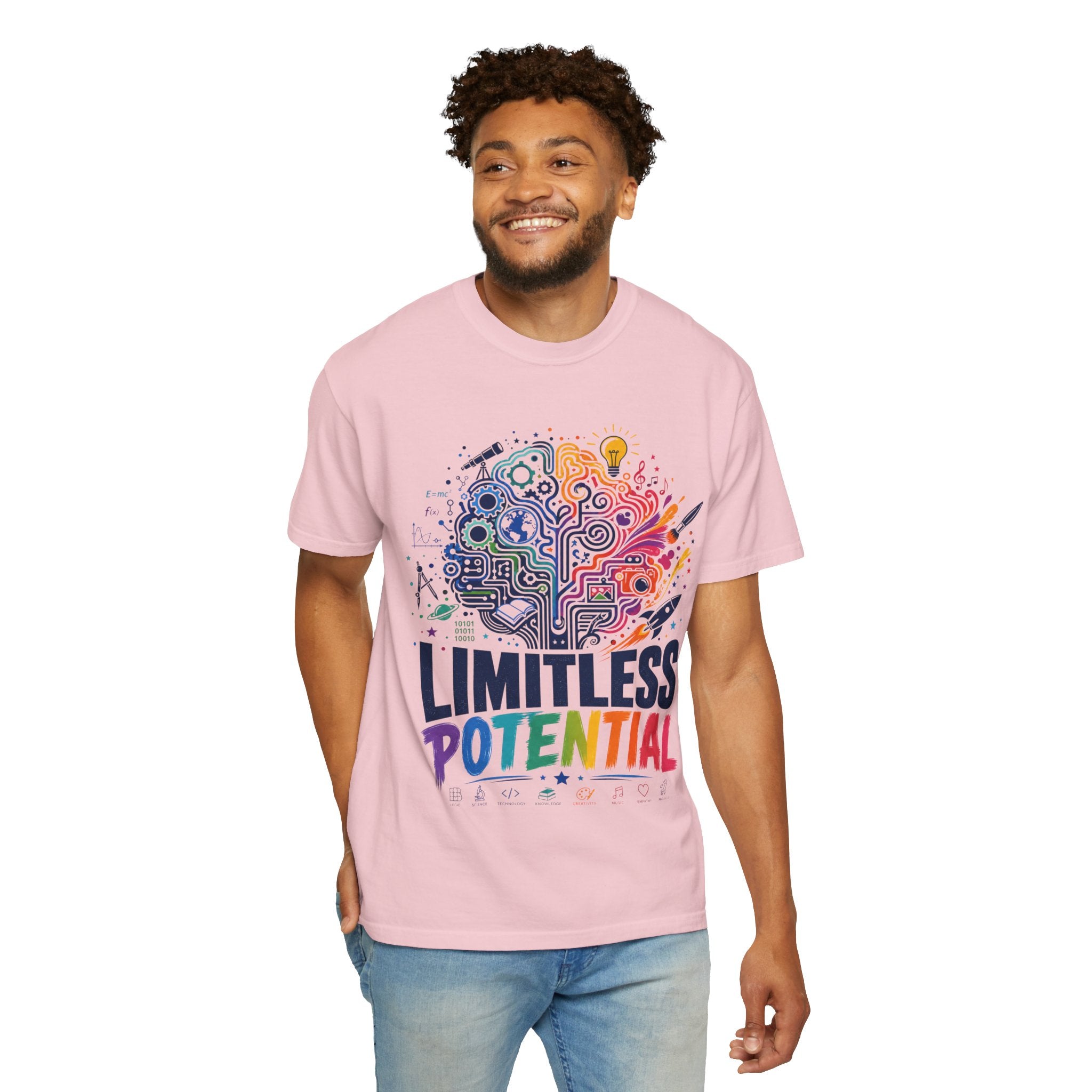 Limitless Potential T-Shirt — Inspirational Brain & Rainbow Design