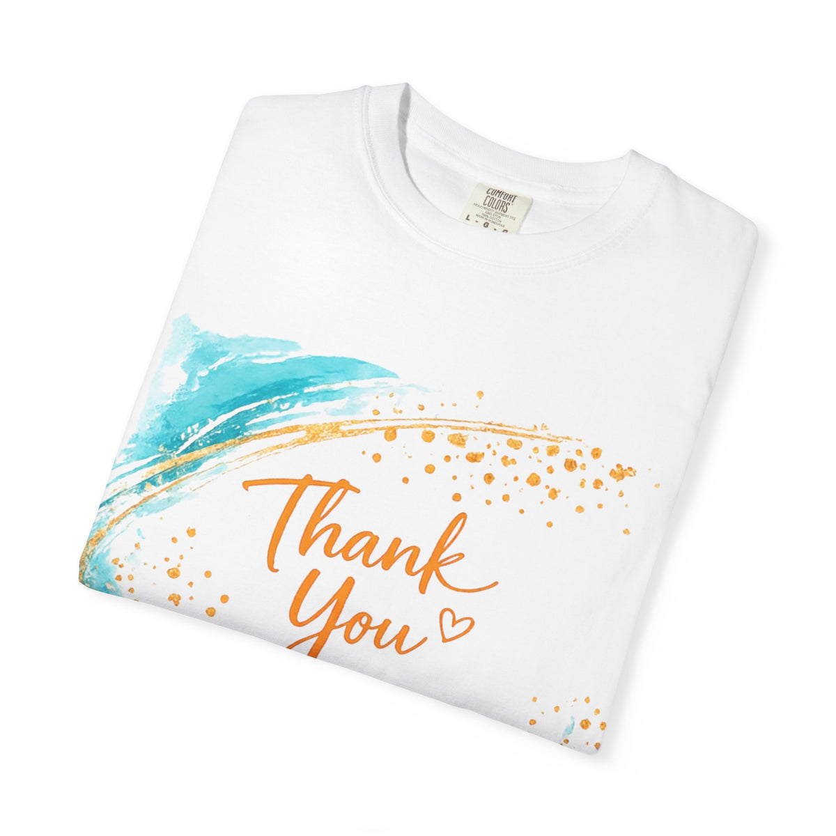 Thank You Wave T-Shirt — Watercolor Teal & Gold Appreciation Tee