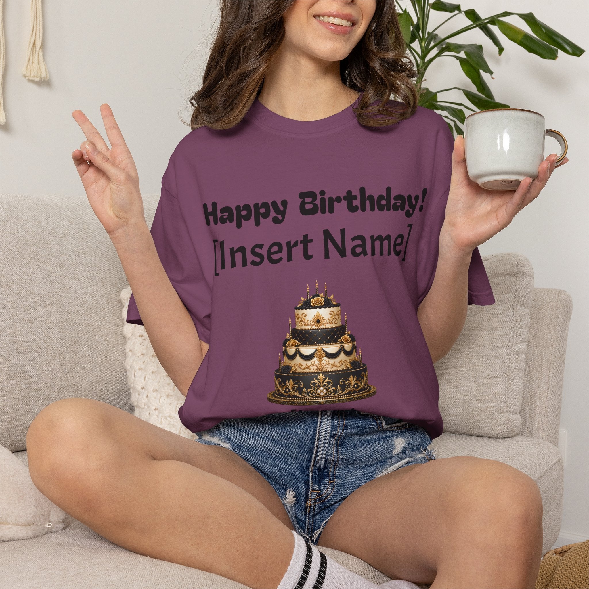 Birthday Cake Personalized T‑Shirt — "Happy Birthday! [Insert Name]" Customizable Tee