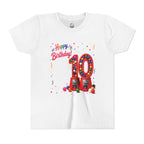Happy 10th Birthday Youth Tee — Colorful Gumball Number 10 Kids Shirt
