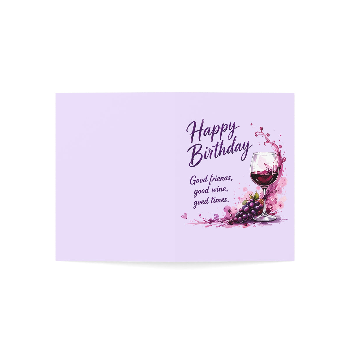 Birthday Wine Greeting Card – "Happy Birthday: Good friends, good wine, good times" (Single or Bulk Packs)