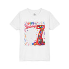Happy 7th Birthday Youth Tee – Colorful Gumball Number 7 Birthday Shirt