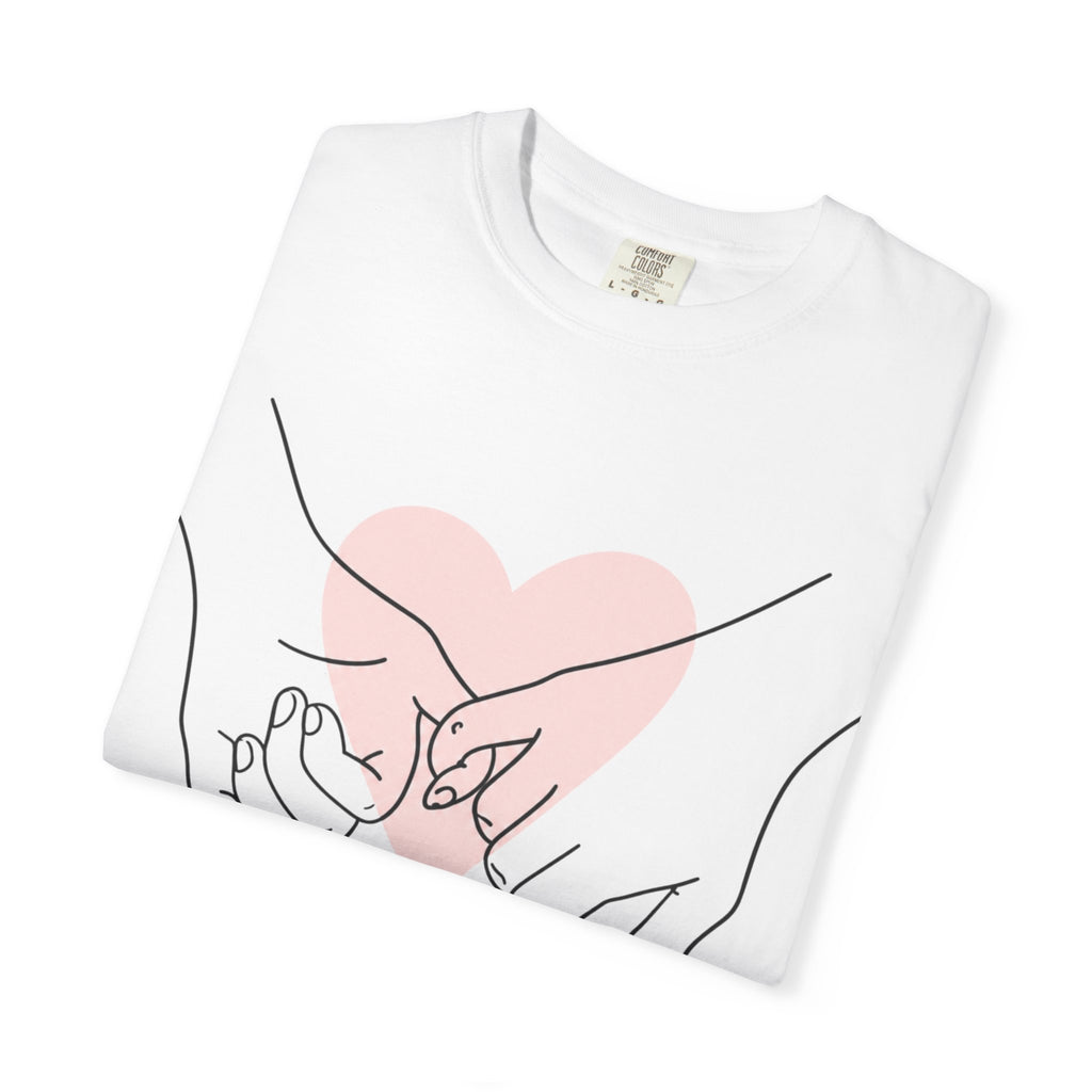 Anniversary Pink Heart T-Shirt — "Happy Anniversary" Couple Pinky Promise Tee
