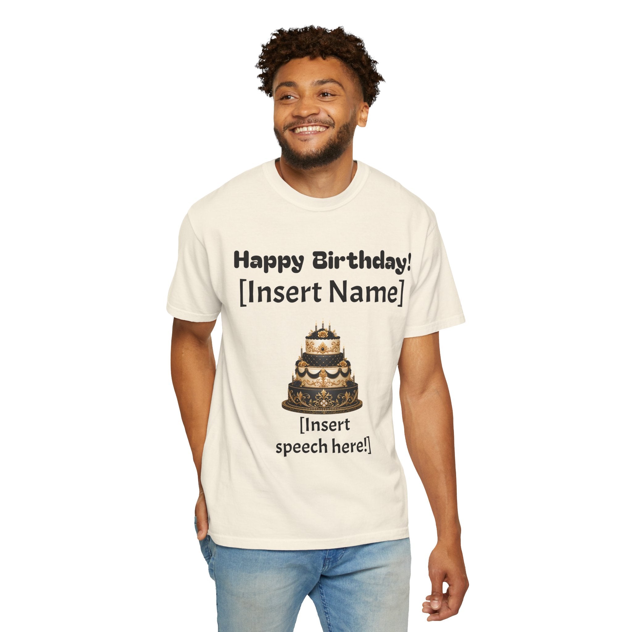 Birthday Cake Personalized T‑Shirt — "Happy Birthday! [Insert Name]" Customizable Tee