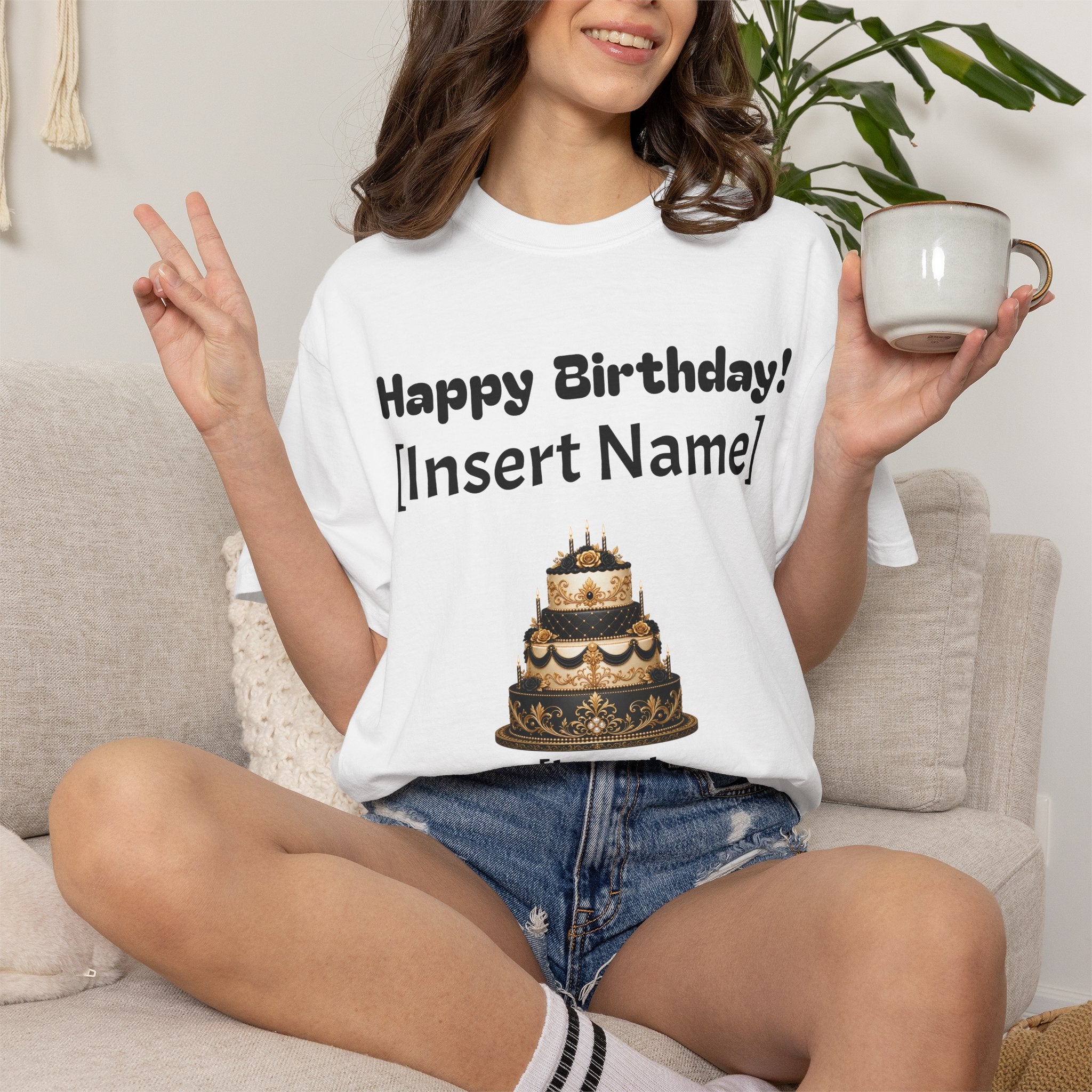 Birthday Cake Personalized T‑Shirt — "Happy Birthday! [Insert Name]" Customizable Tee