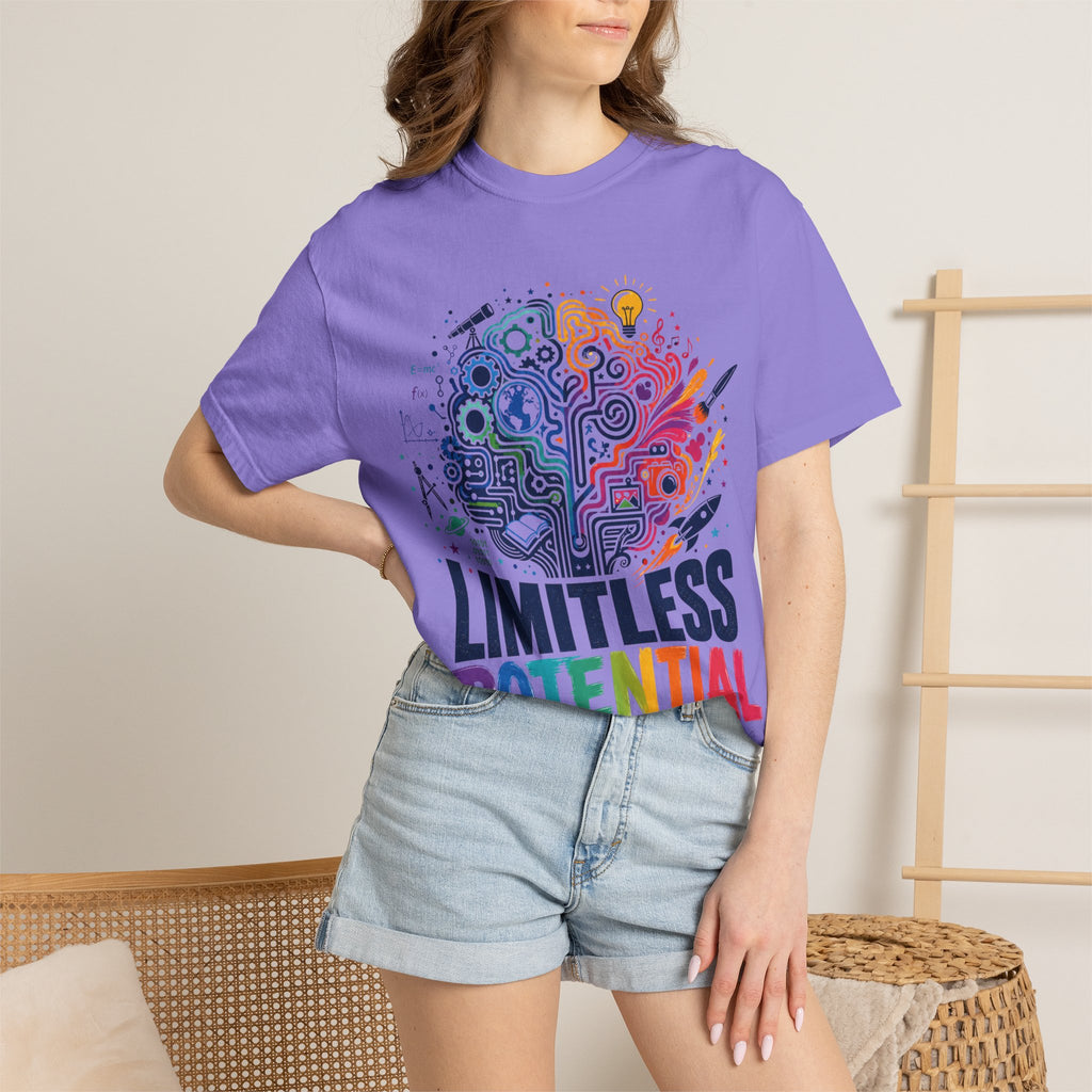 Limitless Potential T-Shirt — Inspirational Brain & Rainbow Design