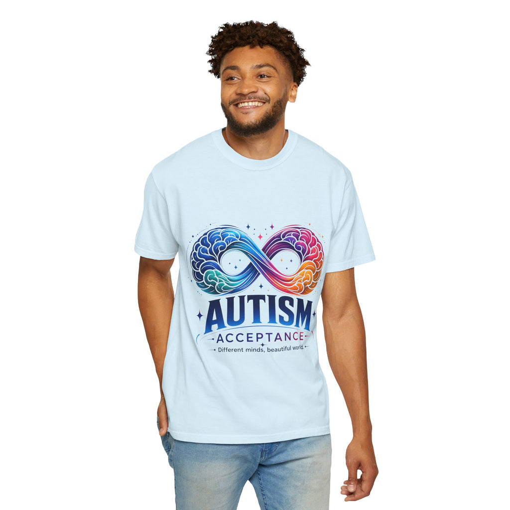 Autism Acceptance T-Shirt — Infinity Puzzle Rainbow Design
