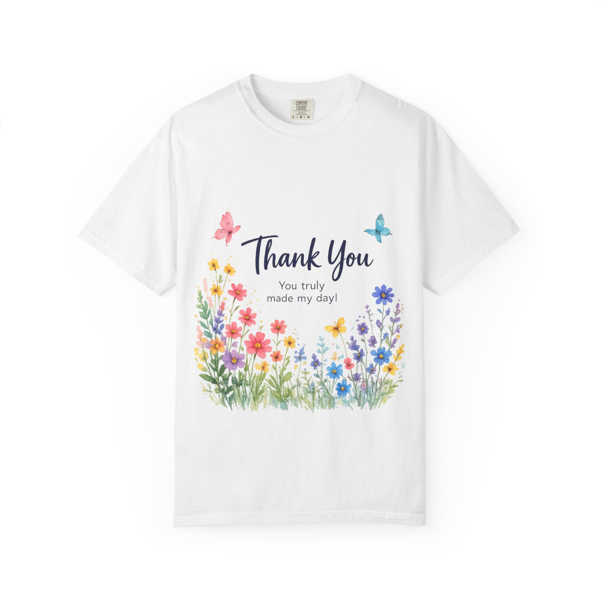 Thank You Floral T-Shirt — Watercolor Wildflower & Butterflies Gift Tee