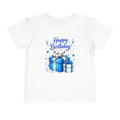 Happy Birthday Toddler Tee — Blue Gift Birthday Boxes Birthday Shirt