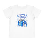 Happy Birthday Toddler Tee — Blue Gift Birthday Boxes Birthday Shirt