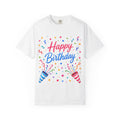 Happy Birthday Party Adult T-Shirt — Colorful Confetti & Poppers Tee