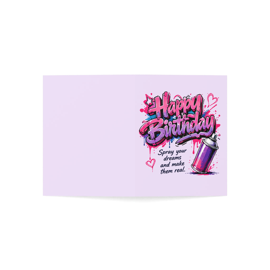 Graffiti Happy Birthday Greeting Card — Spray Your Dreams Inspirational Birthday Card (1/10/30/50-Pack)