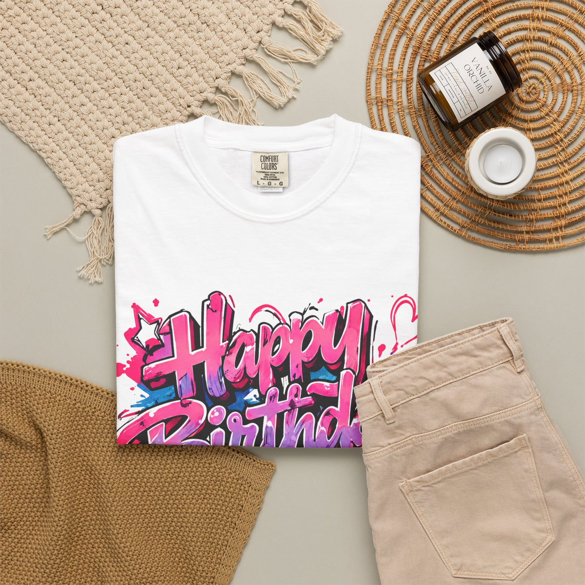 Happy Birthday Spray Paint Adult T-Shirt — 'Spray your dreams and make them real' Graphic Tee
