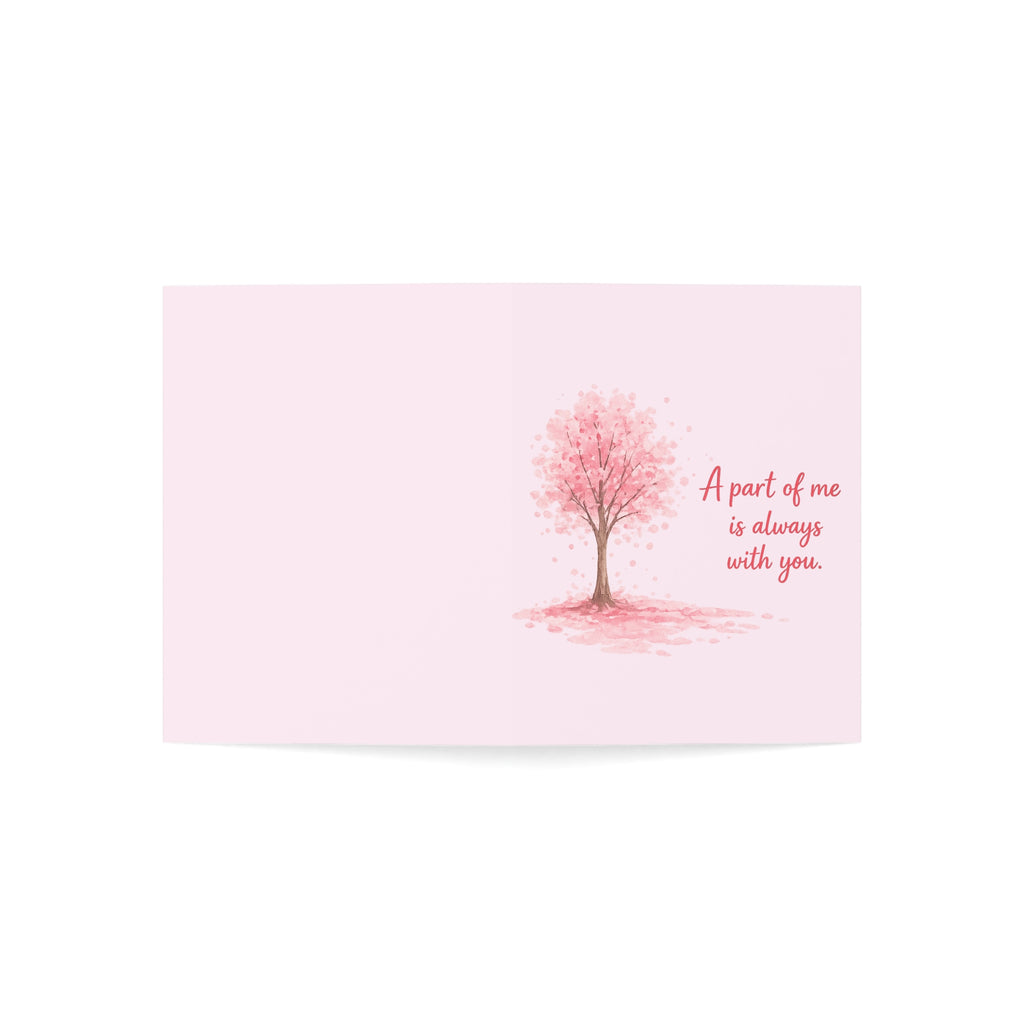 Sympathy Miss You Greeting Card - "A Part of Me Is Always With You" Pink Cherry Tree Card