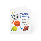 Sports Birthday Greeting Card — "Happy Birthday: Play hard, have fun, and enjoy your big day!" (1/10/30/50 pcs)