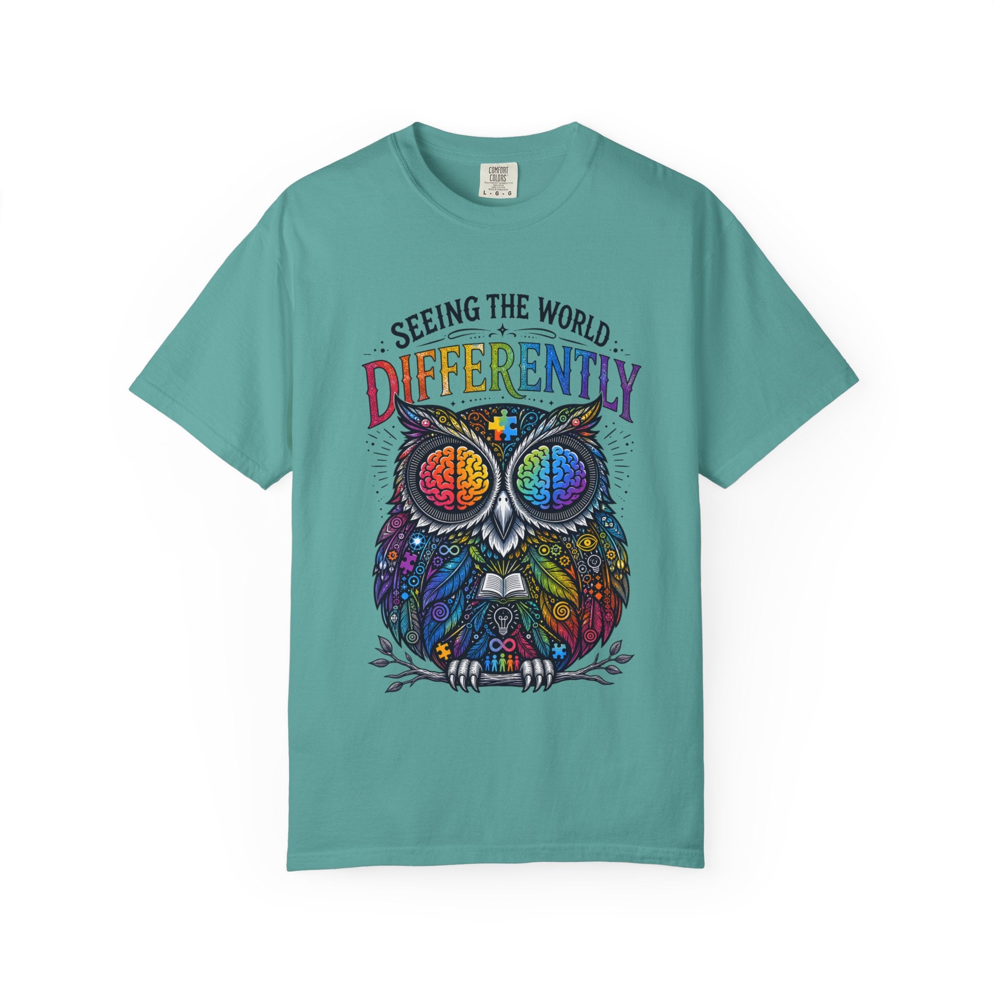 Seeing the World Differently Owl T-Shirt — Colorful Psychedelic Autism Awareness Tee