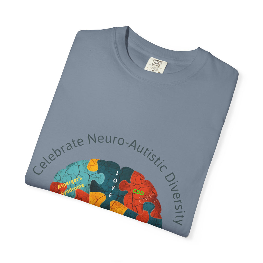 Autistic Neurodiversity Puzzle Brain T-Shirt — "Celebrate Neuro-Autistic Diversity"