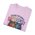 Seeing the World Differently Owl T-Shirt — Colorful Psychedelic Autism Awareness Tee