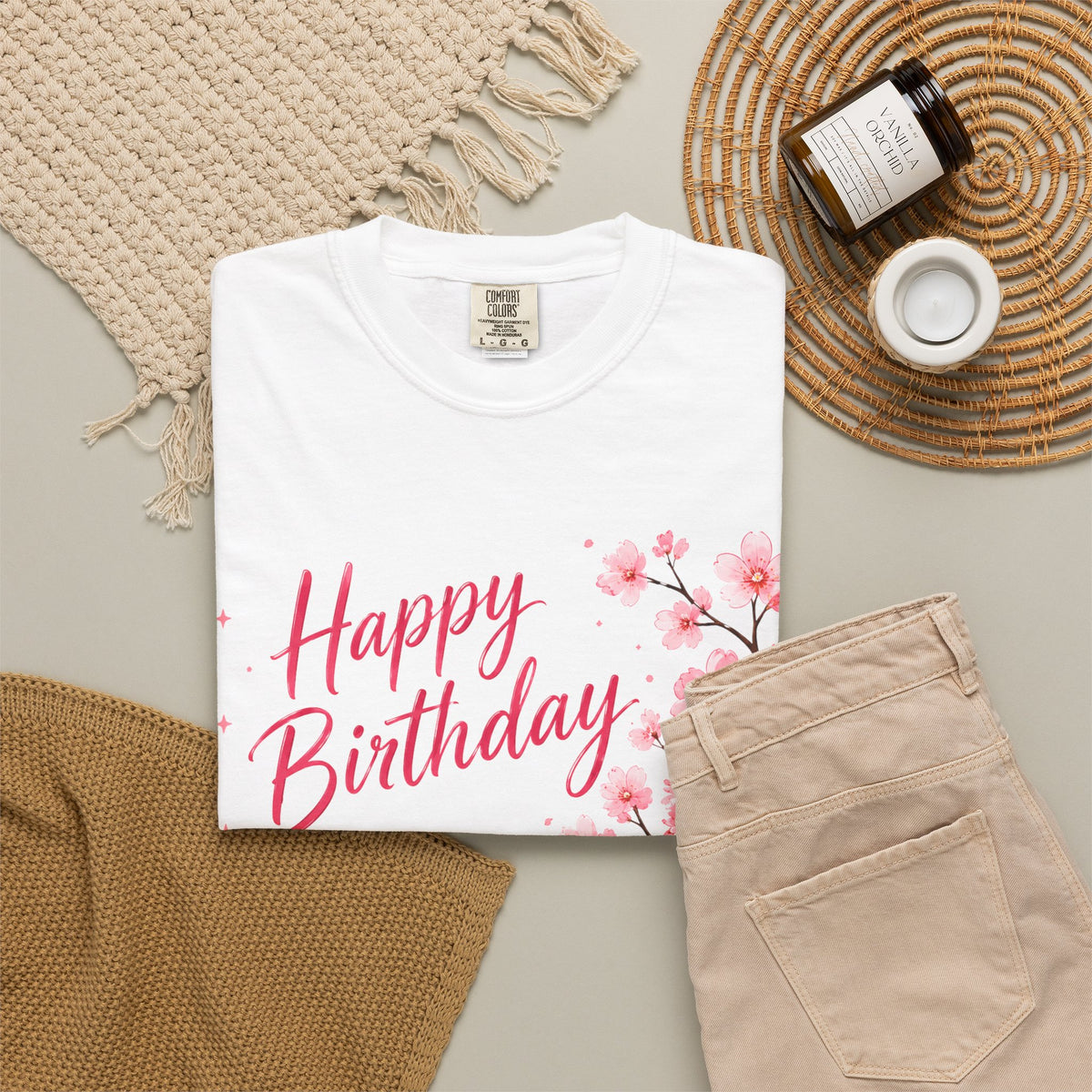 Happy Birthday Cherry Blossom Adult T-Shirt — "You don't get older, you get wiser and more beautiful"