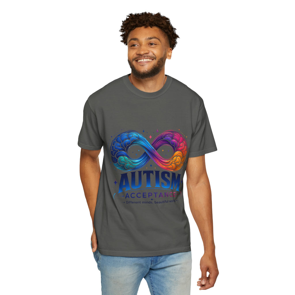 Autism Acceptance T-Shirt — Infinity Puzzle Rainbow Design