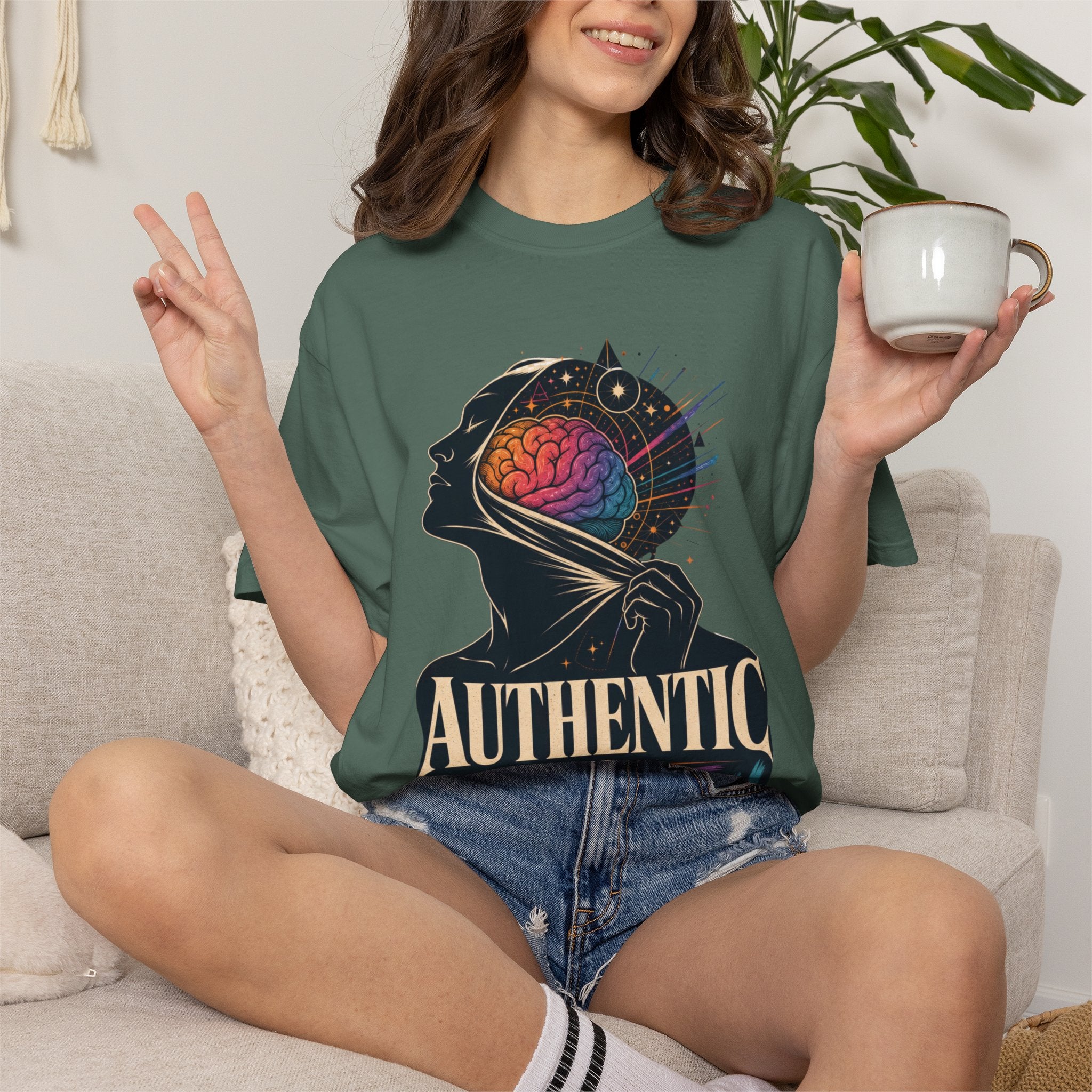 Authentic Is Beautiful Graphic T-Shirt — Pride Rainbow Mind Empowerment Tee
