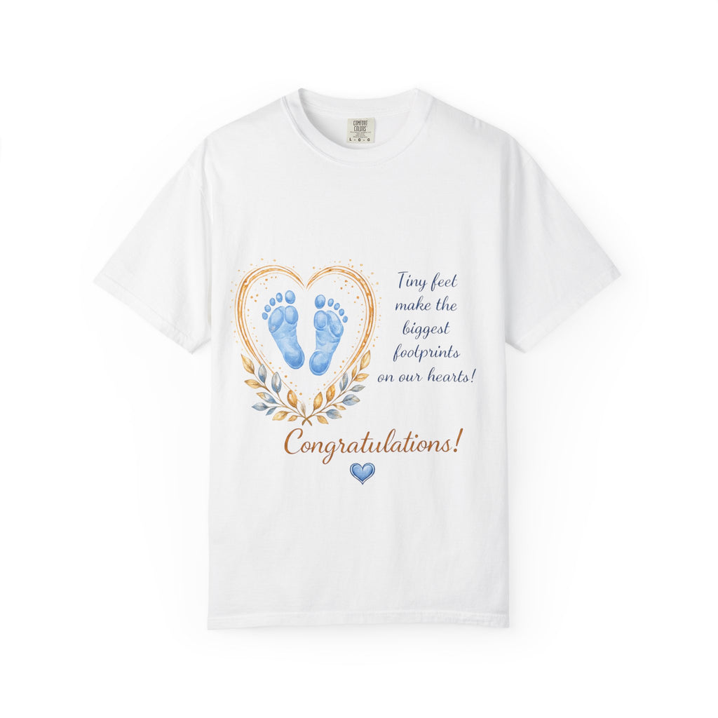 Baby Footprints Congratulations T-Shirt — New Baby Announcement Gift
