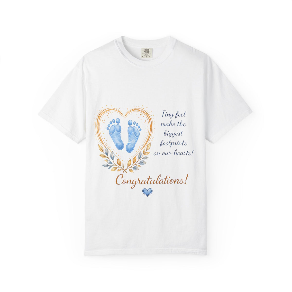 Baby Footprints Congratulations T-Shirt — New Baby Announcement Gift