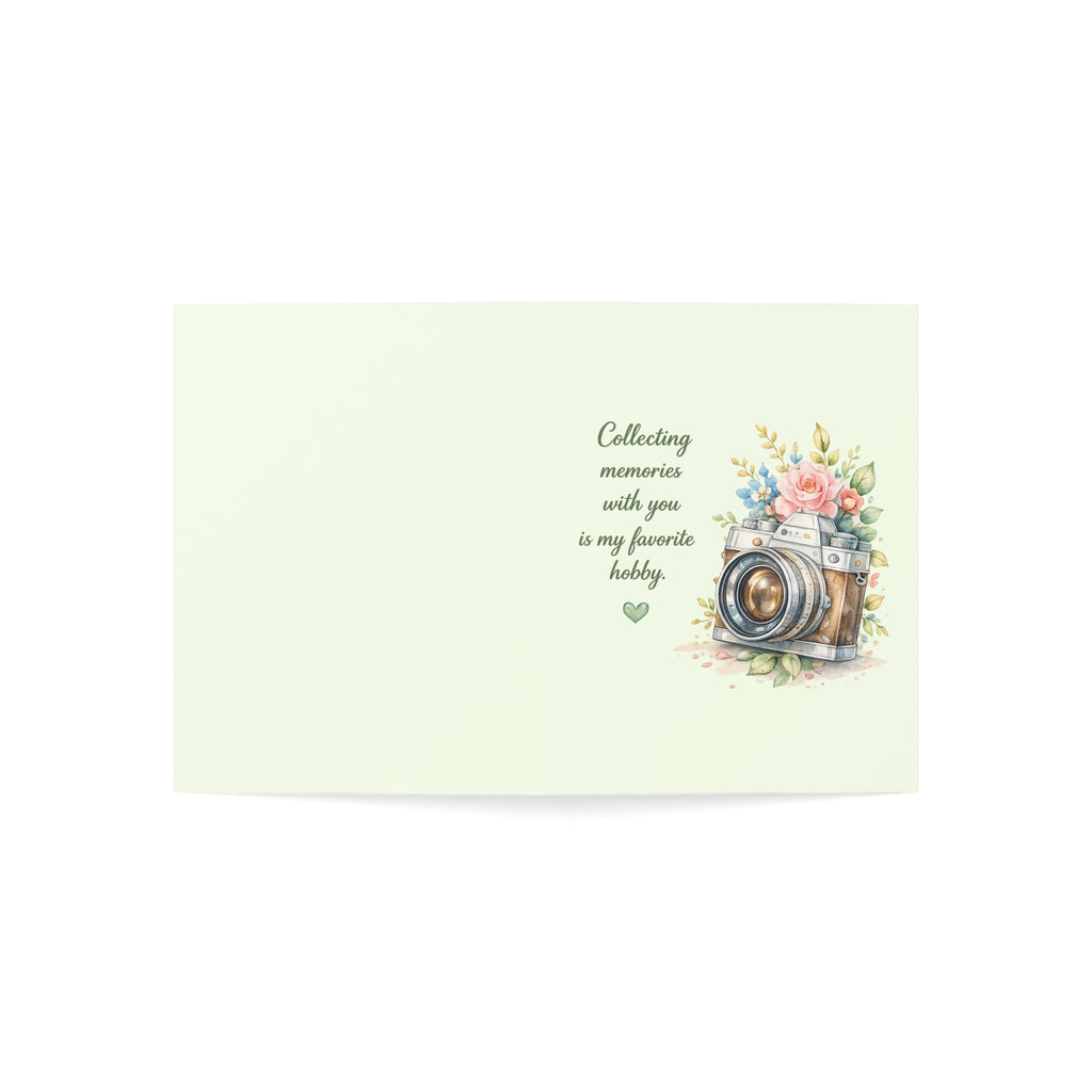Photography Greeting Card – "Collecting memories with you is my favorite hobby" Floral Camera Card (Single or Bulk Packs)