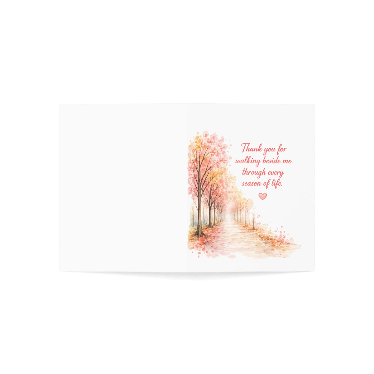 Thank You Autumn Walk Greeting Card — 'Thank you for walking beside me through every season of life'
