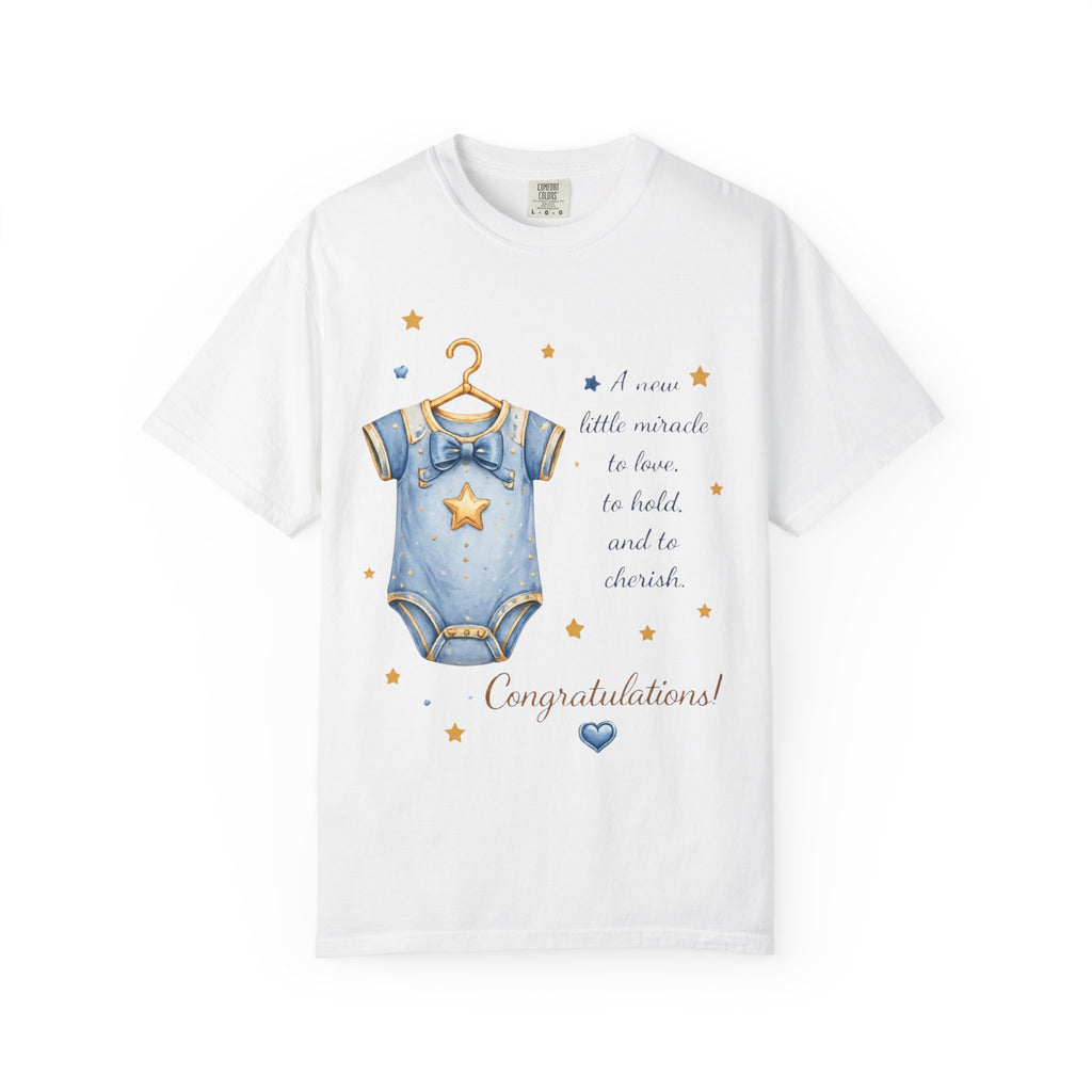 New Baby Boy Congratulations T-Shirt — Blue Onesie Baby Shower Gift