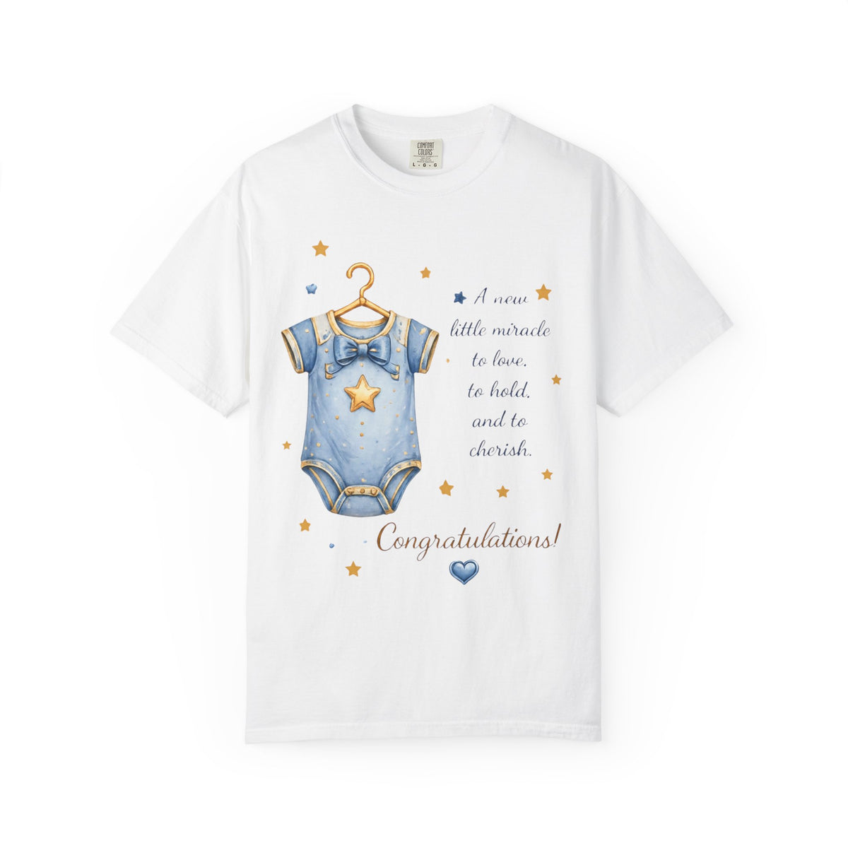 New Baby Boy Congratulations T-Shirt — Blue Onesie Baby Shower Gift