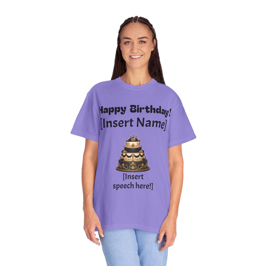 Birthday Cake Personalized T‑Shirt — "Happy Birthday! [Insert Name]" Customizable Tee