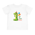 Toddler Tee — "Happy Birthday" Dino Number 1 Balloon Graphic