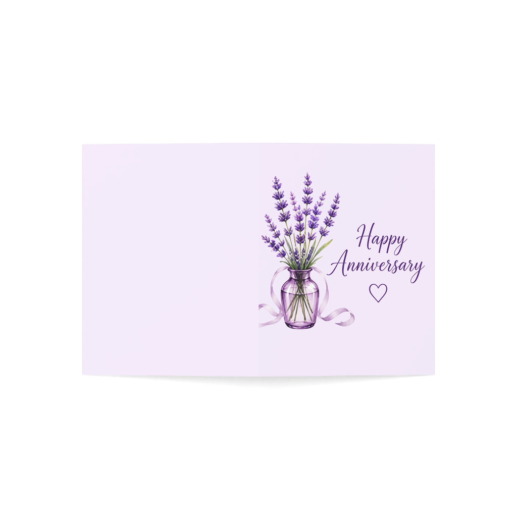 Anniversary Cards — Lavender Bouquet "Happy Anniversary" Greeting Cards (1/10/30/50 pcs)